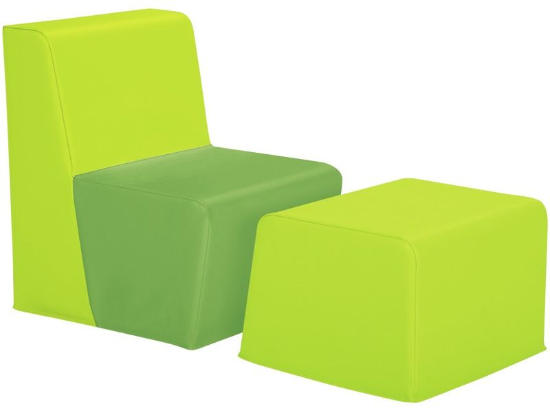 Basic Adult Low Chair and Footrest - Green/Light Green