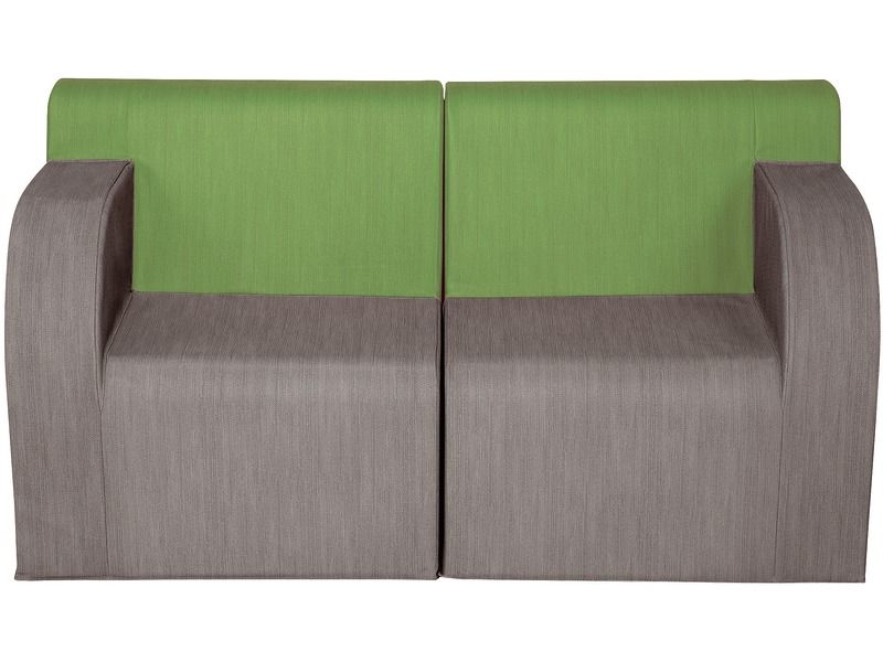Basic Adult 2-Seater Sofa With Fabric Effect - Grey/Green