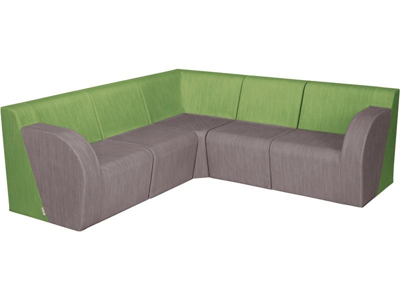 Basic Corner Sofa With Fabric Effect - Grey/Green