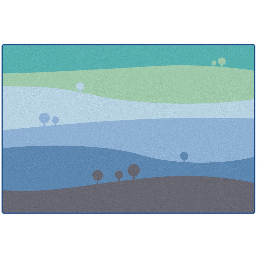 Tranquil Hills in Tranquil Colors Classroom Rug  - 4ft x 6ft - Rectangle - Blue