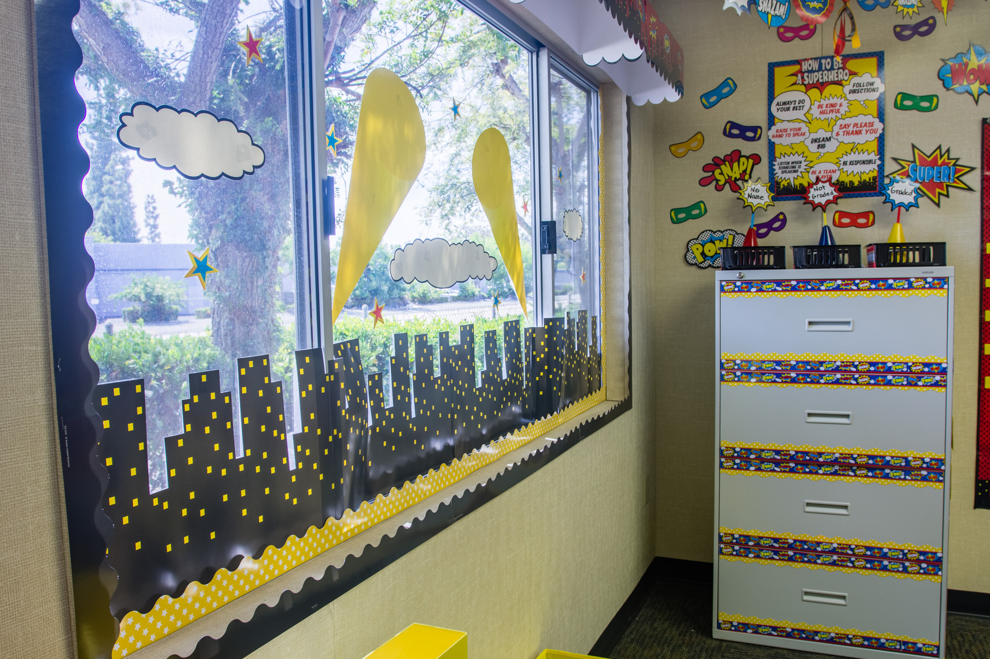 Superhero Cityscape Bulletin Board