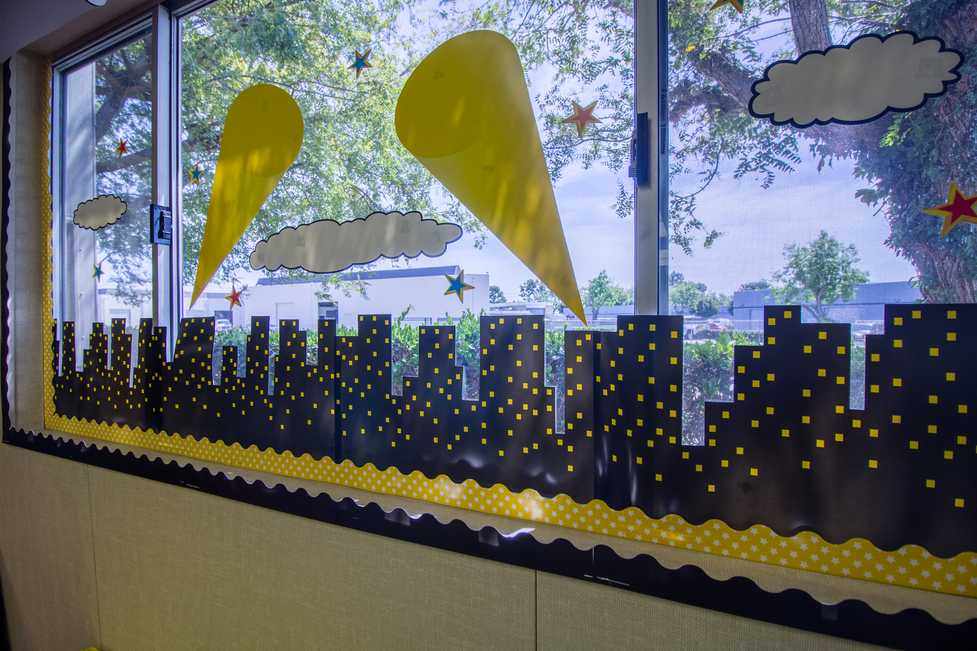 Superhero Cityscape Bulletin Board
