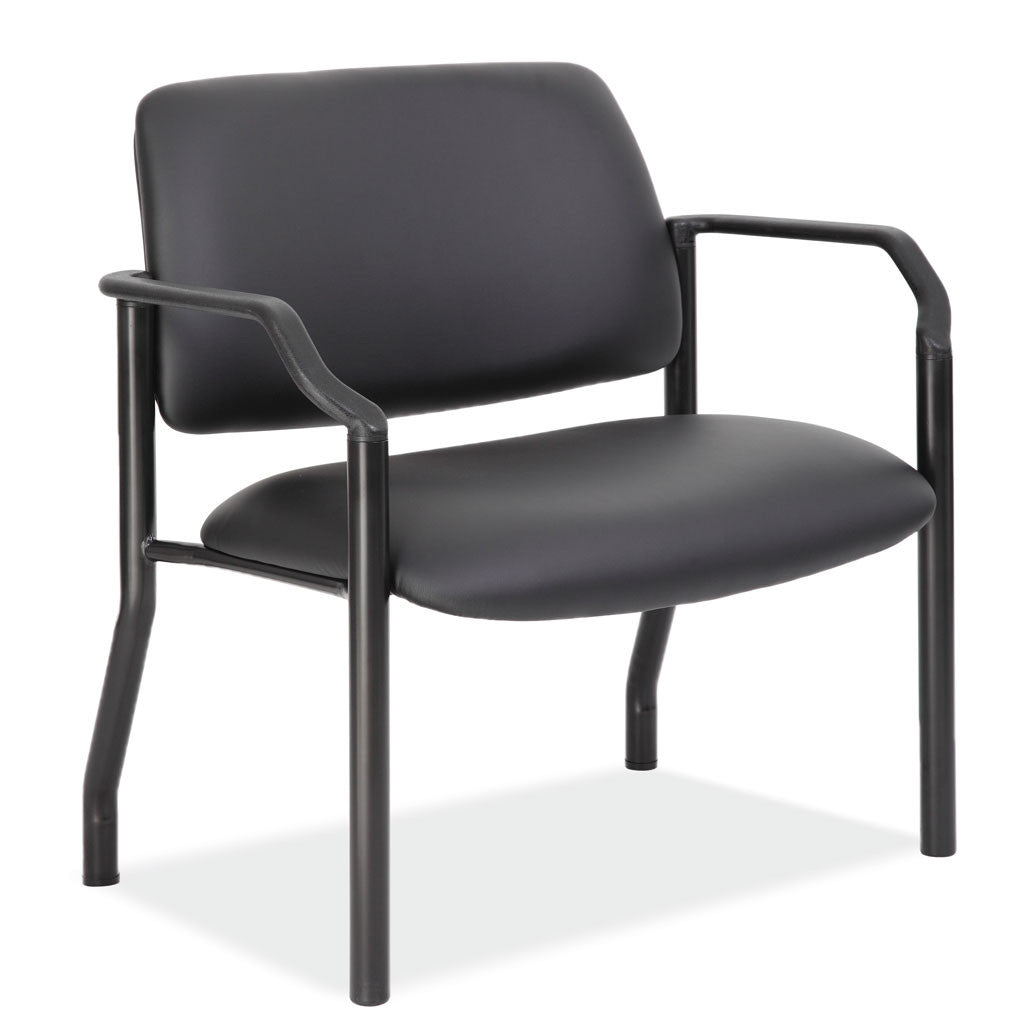 OfficeSource Big & Tall Guest Chair with Arms and Black Frame - 32"W - Black Antimicrobial Vinyl