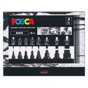 uni® POSCA PC-MIX Water-Based Paint Markers, Assorted Black Tips, 8 Pack