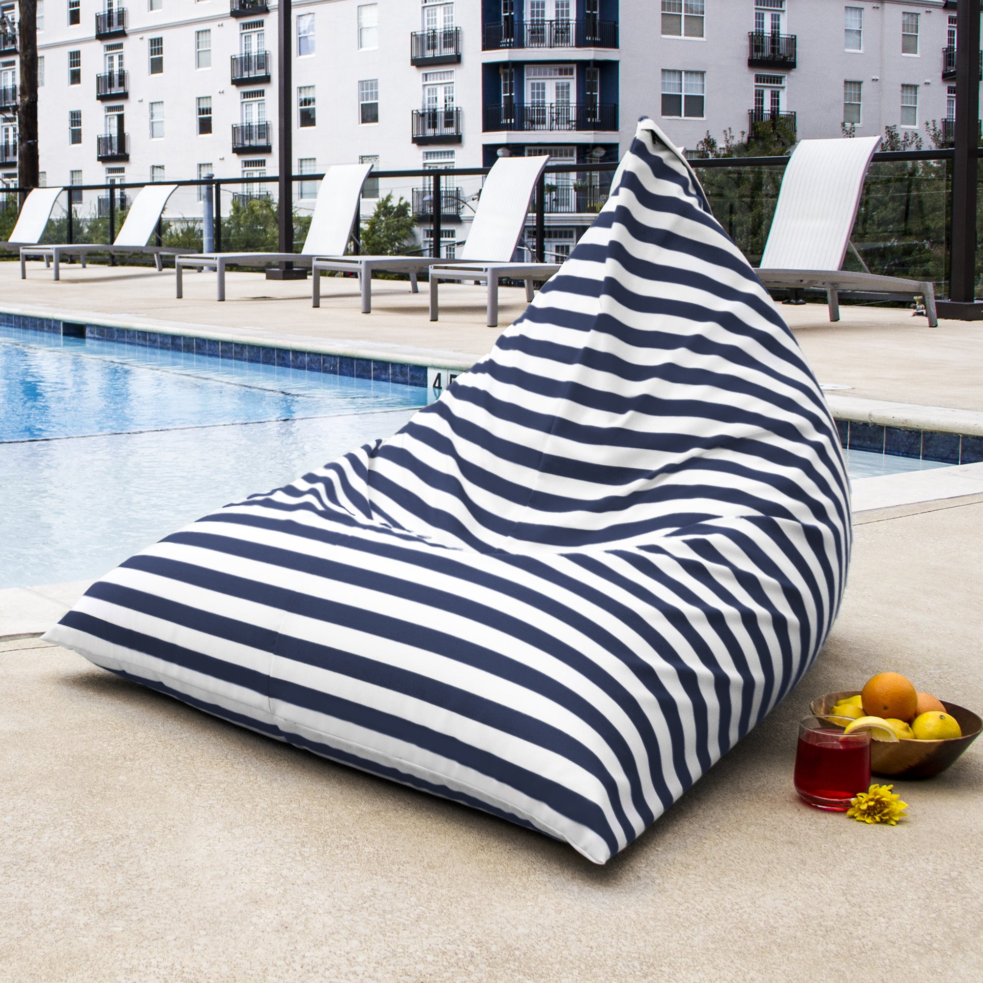 Jaxx Twist Outdoor Bean Bag Chair, Navy Stripes