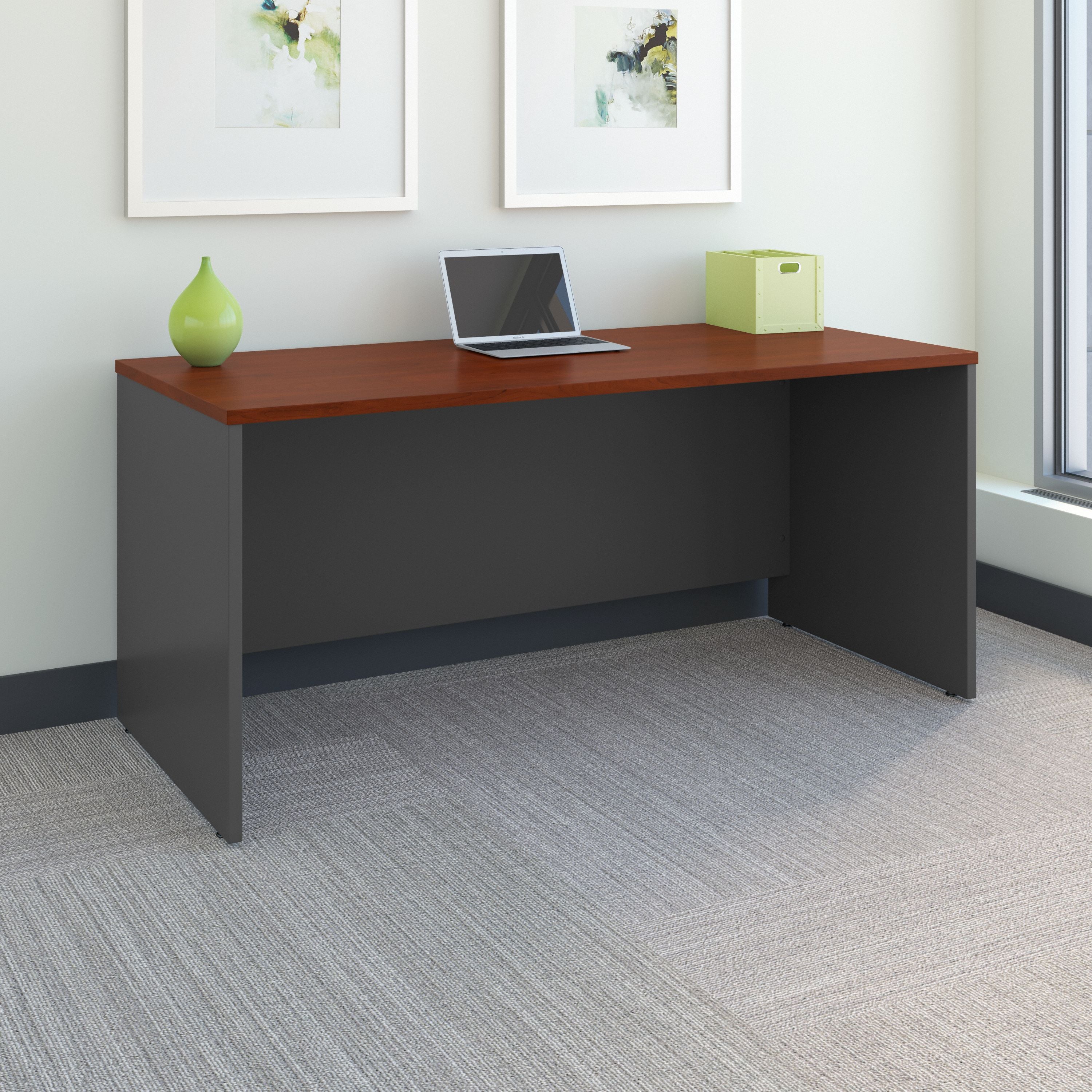 Bush Business Furniture Series C 66W x 30D Office Desk in Hansen Cherry - 65.98" Width x 29.37" Depth x 29.84" Height