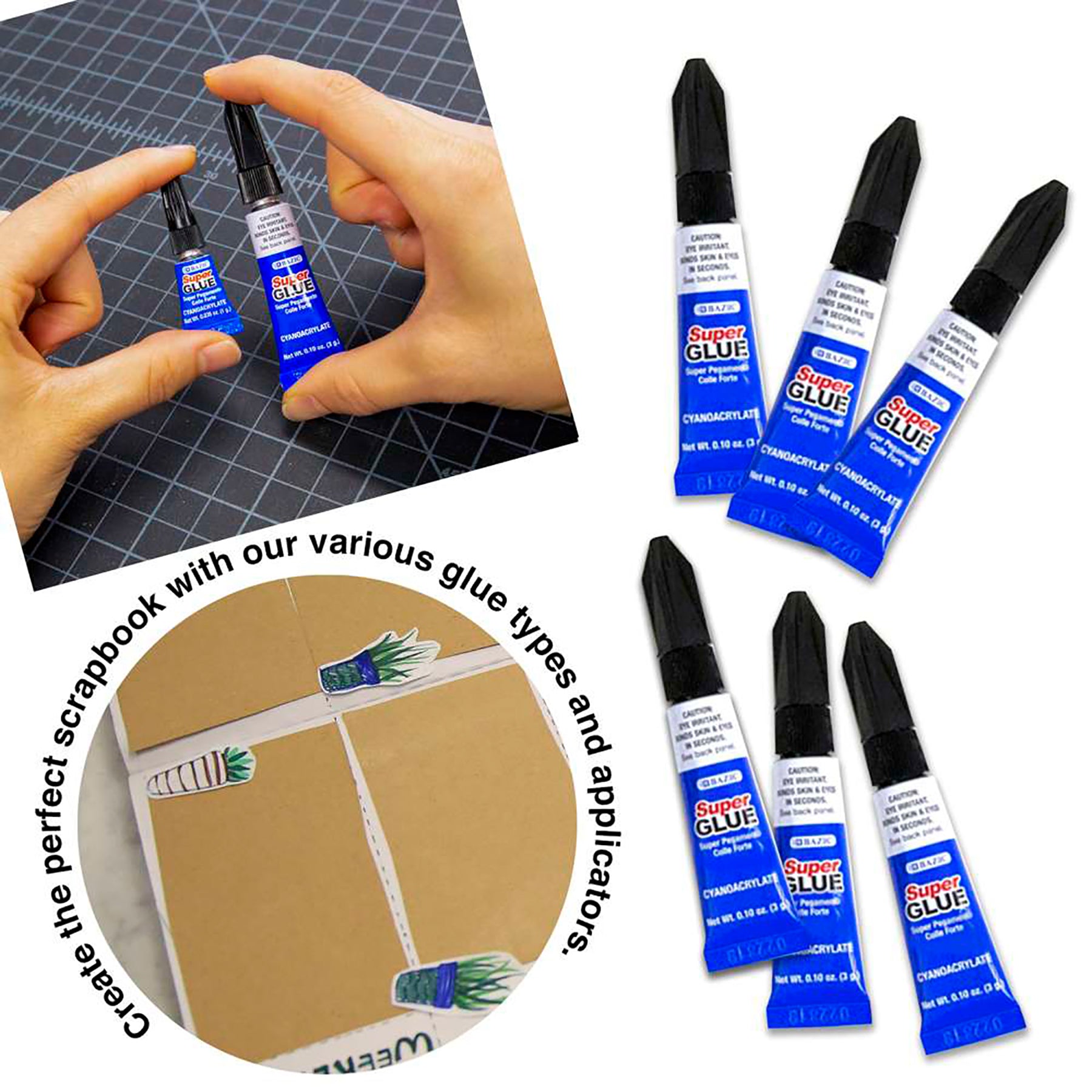 Super Glue, 0.10 oz (3g), Pack of 6