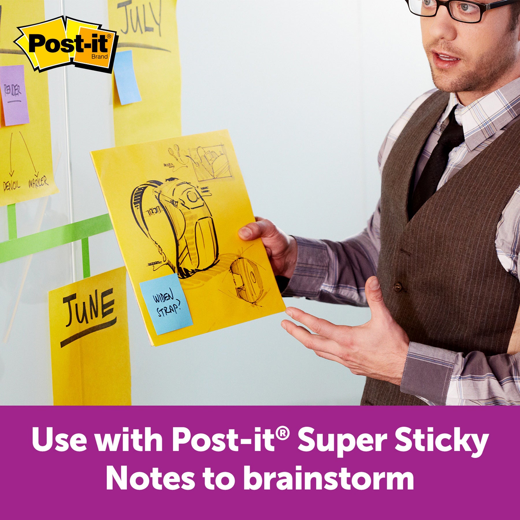 Super Sticky Big Note, 11 in. x 11 in., Yellow