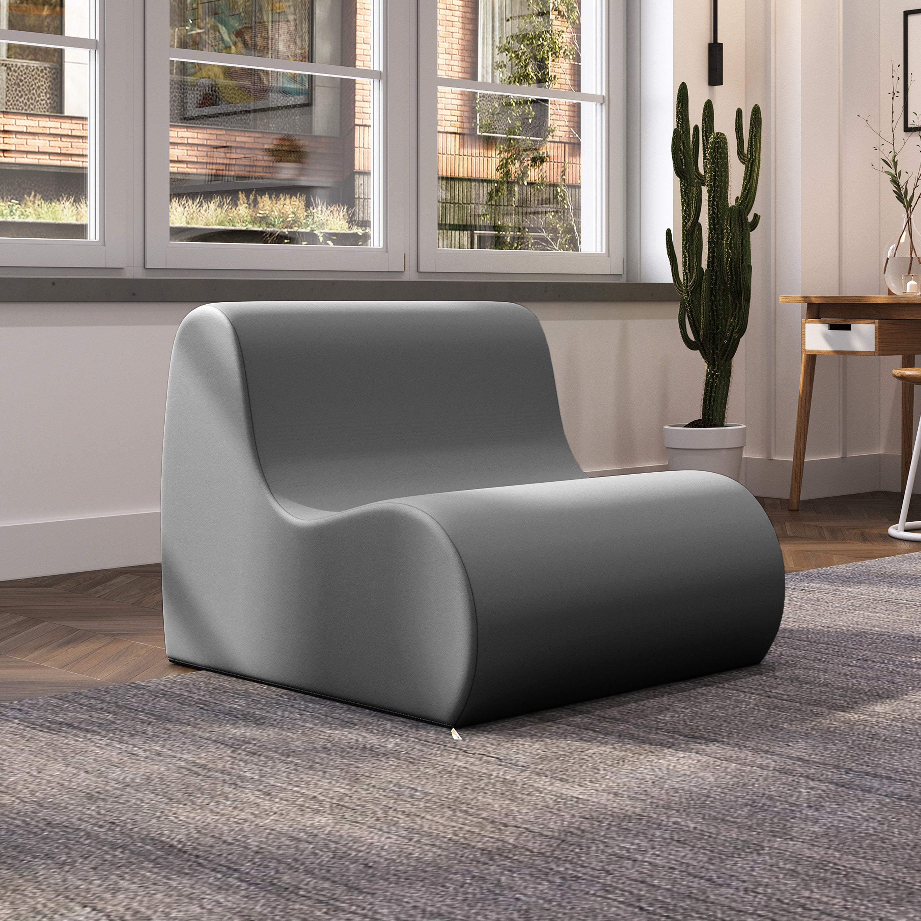 Jaxx Midtown Large Classroom Soft Foam Chair - Premium Vinyl Cover, Charcoal