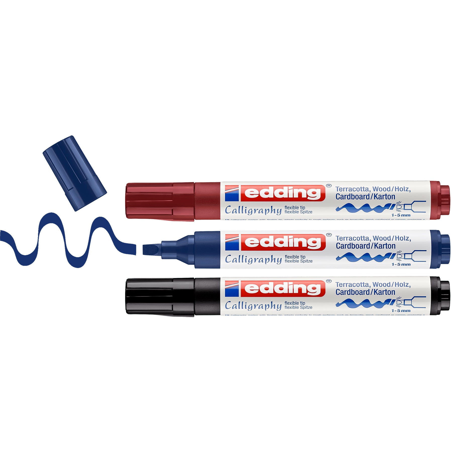 edding 1455 Calligraphy Marker With Flexible Nib - Set of 3 - Assorted