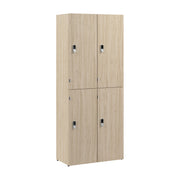 Bush Business Furniture Assure Two Tier 4 Door Storage Lockers with Keypad Locks in Natural Elm - 29.76" Width x 15.35" Depth x 72.15" Height