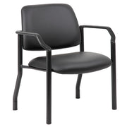 OfficeSource Big & Tall Guest Chair with Arms and Black Frame - 27.5"W - Black Antimicrobial Vinyl