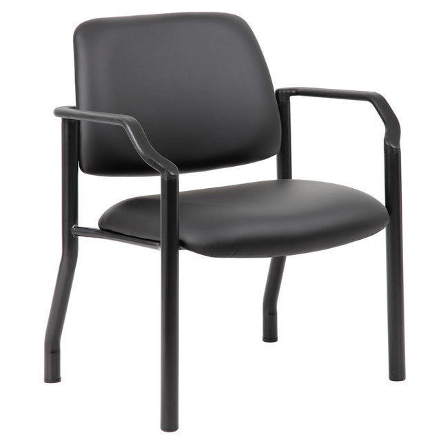 OfficeSource Big & Tall Guest Chair with Arms and Black Frame - 27.5"W - Black Antimicrobial Vinyl