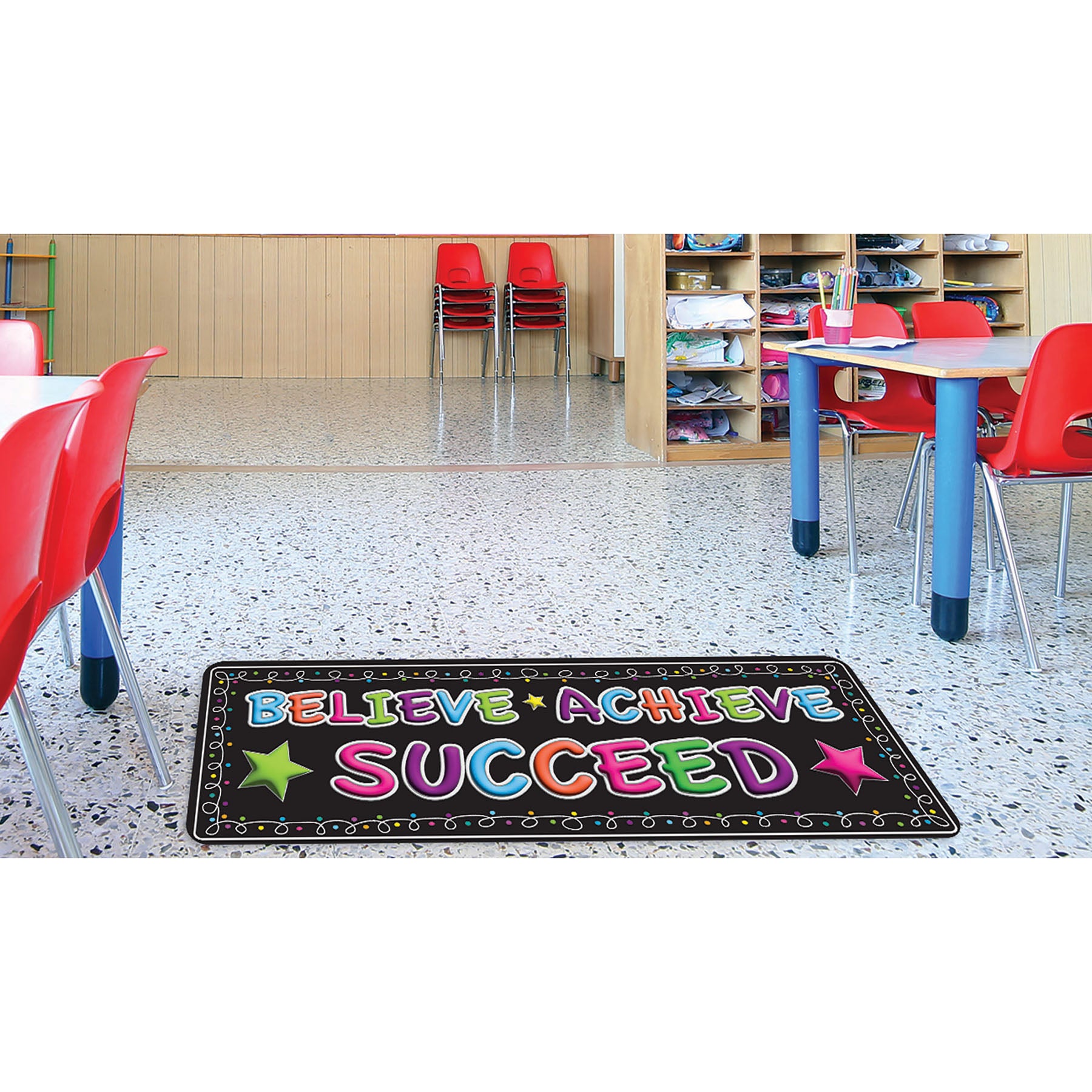 The Original Fun Mat™, Mat Runner, 15.5" x 47", Believe, Achieve, Succeed, Chalk Loops