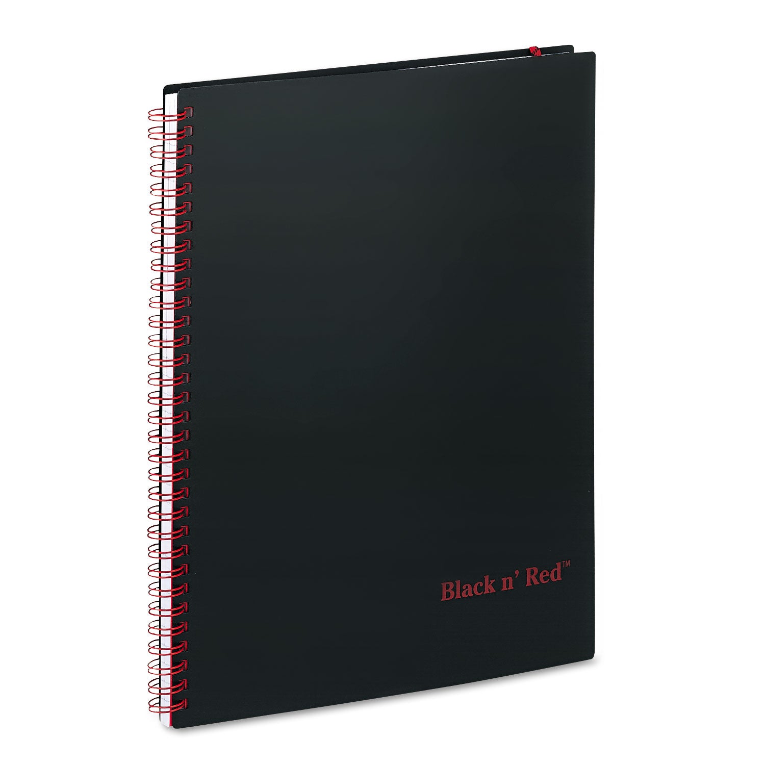 70 Sheets - Double Wire Spiral - Ruled Margin - 24 lb Basis Weight - Letter - 8 1/2" x 11" Sheet Size - White Paper - Red Binding - Black Polypropylene Cover - Wipe-clean Cover, Micro Perforated, Strap - 1 Each