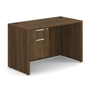 OfficeSource OS Laminate Collection Single 3/4 Pedestal Desk - 48" x 24" - Modern Walnut