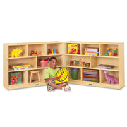 Jonti-Craft Mobile Fold-n-Lock Open Shelf Unit - 35.50" Height x 96.50" Width x 15" Depth - Floor - Foldable, Lockable, Stain Resistant, Sturdy, Mobility, Caster - White - Baltic Birch Plywood - 1 Each