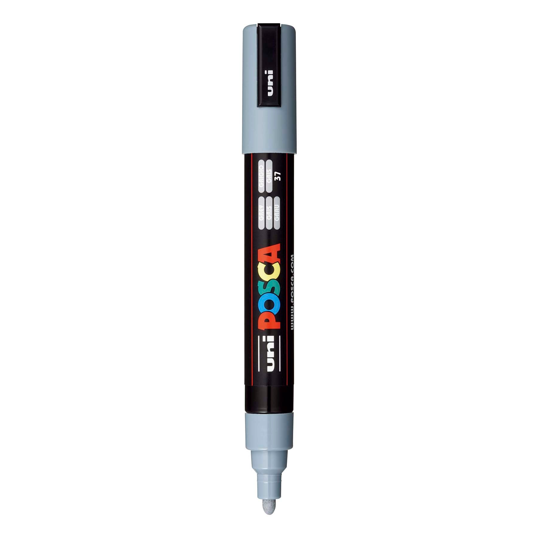 uni® POSCA PC-5M Water-Based Paint Markers, Reversible Medium Tip (1.8-2.5mm), Grey