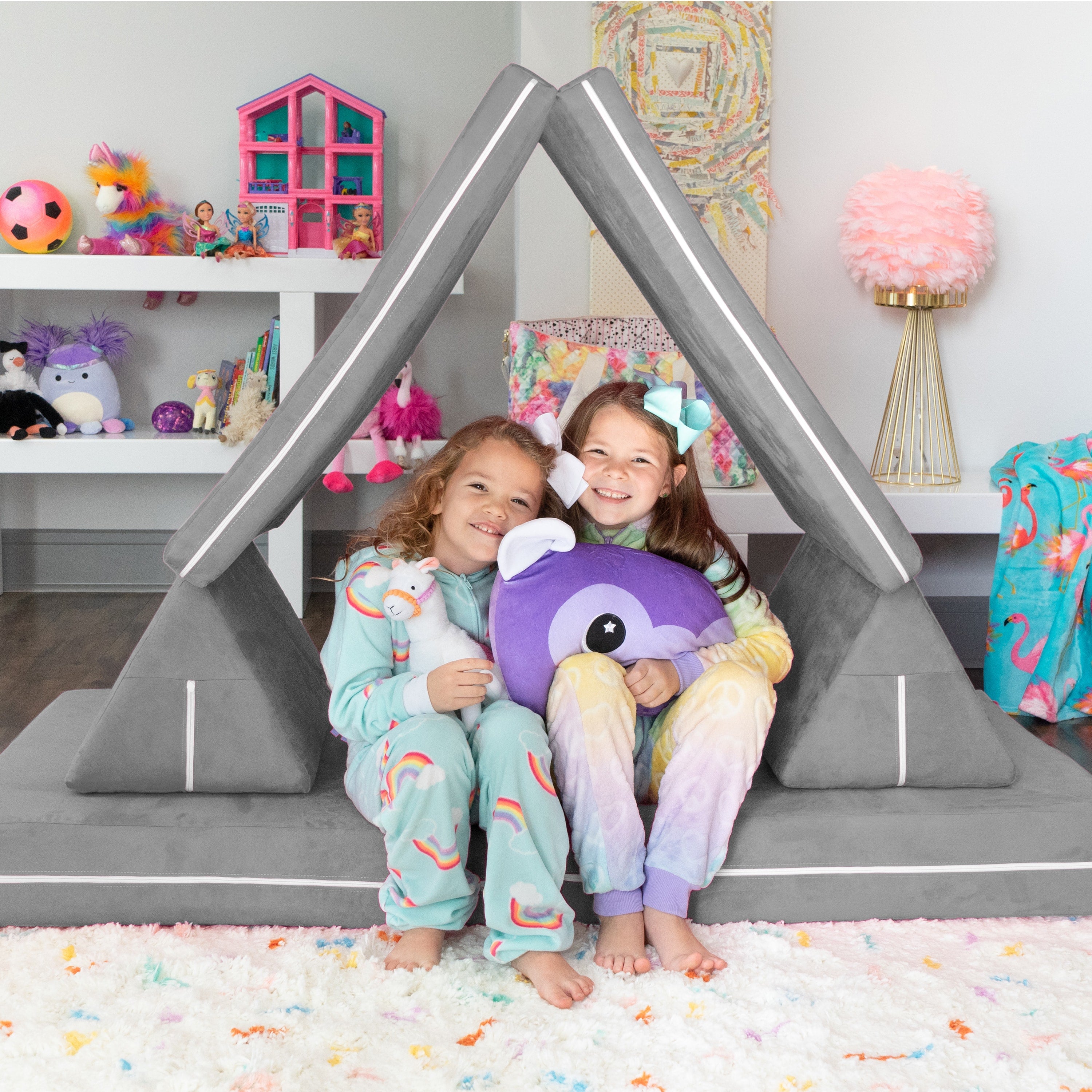 Jaxx Zipline Playscape Imaginative Furniture Playset for Creative Kids, Original Set, Platinum