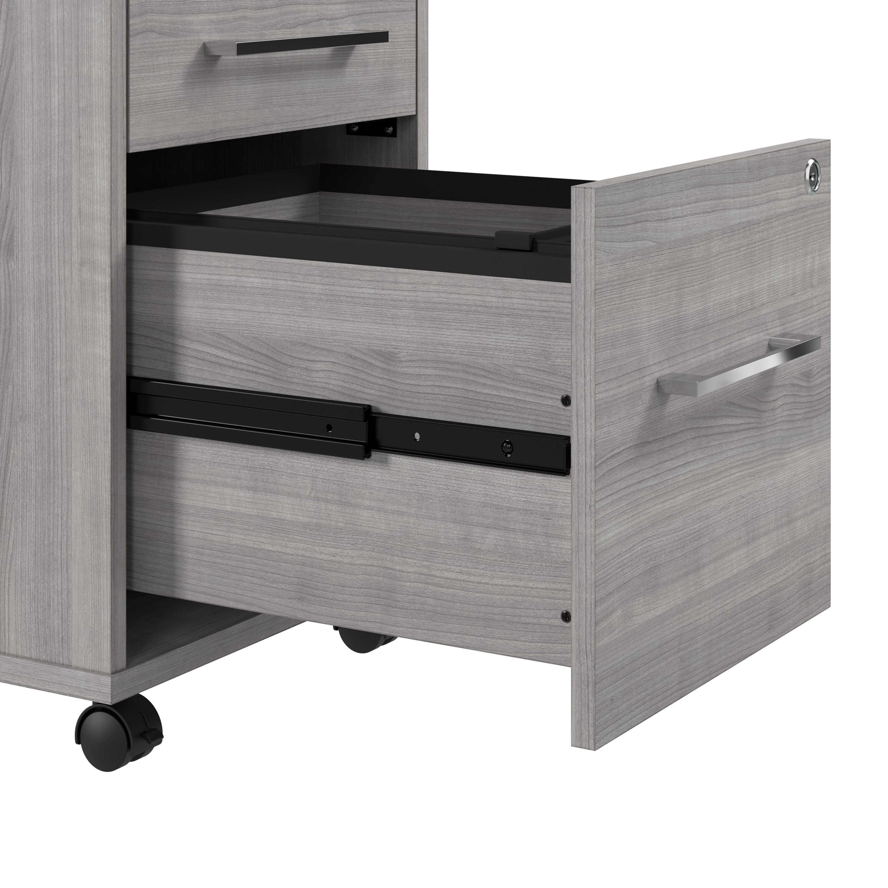 Bush Business Furniture Hustle 3 Drawer Rolling File Cabinet with Lock in Platinum Gray - Assembled - 15.67" Width x 19.69" Depth x 27.36" Height