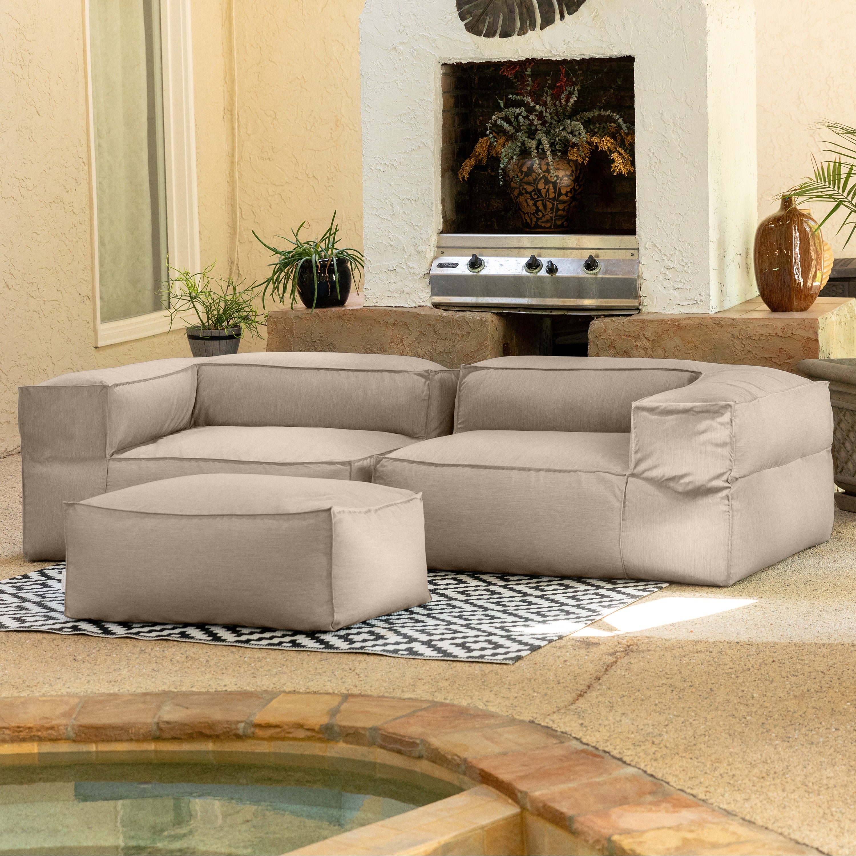 Baya Outdoor Ottoman - Sunbrella, Ash
