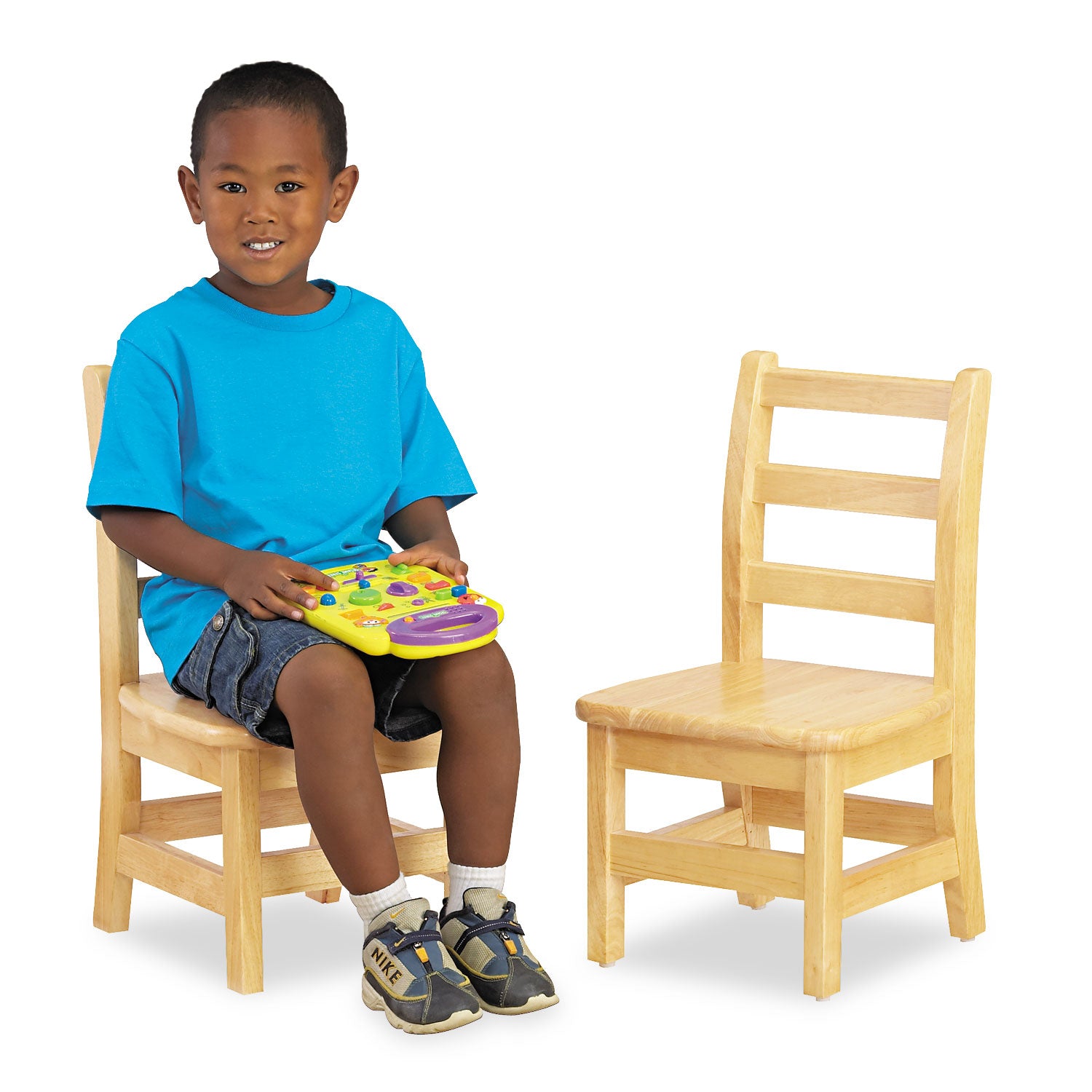 Jonti-Craft KYDZ Ladderback Chair, Maple, Solid Hardwood, 8" Seat Height, Beige, 2 per Carton