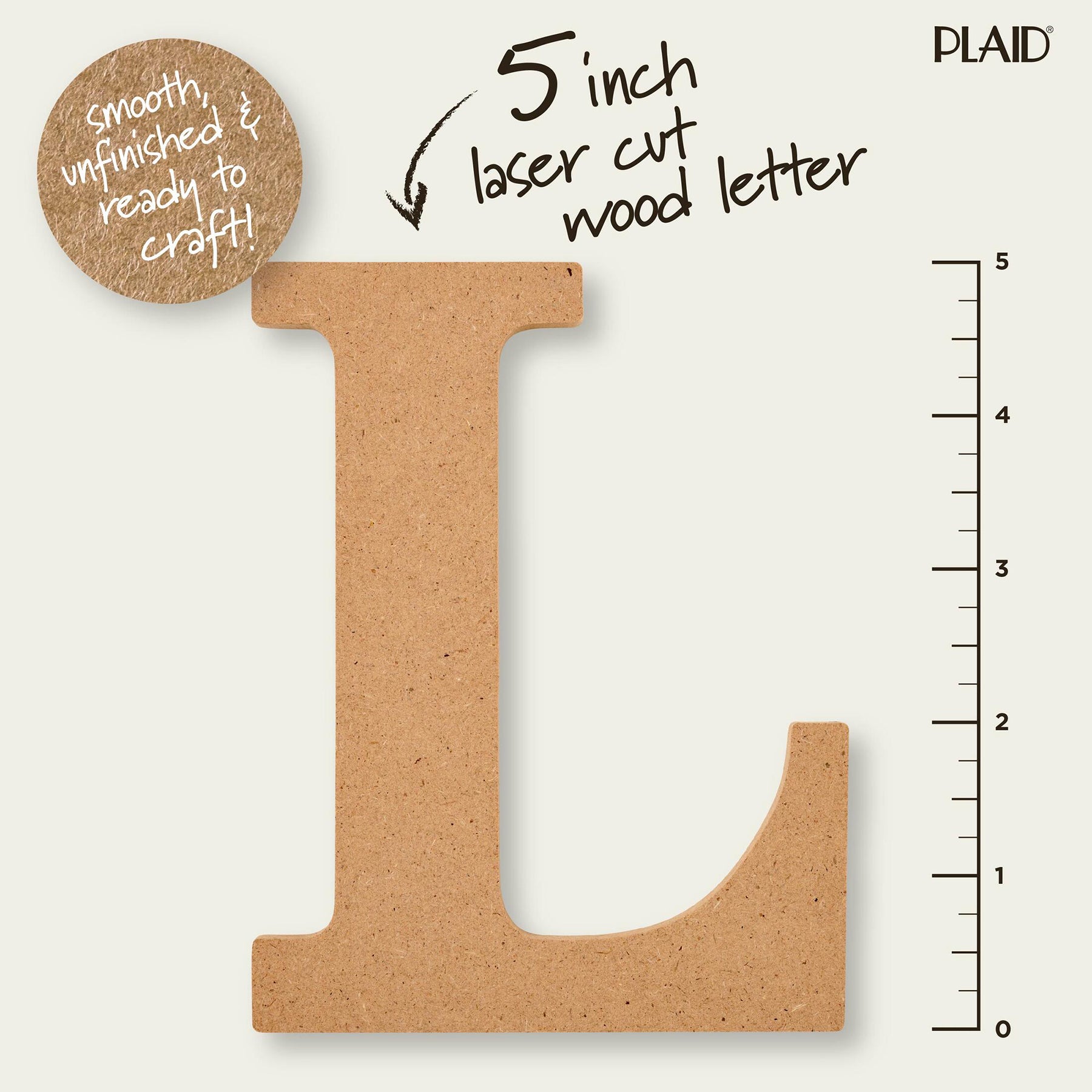 MDF Letter, L, 5 Inch