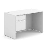 OfficeSource OS Laminate Collection Single 3/4 Pedestal Desk - 48" x 24" - White