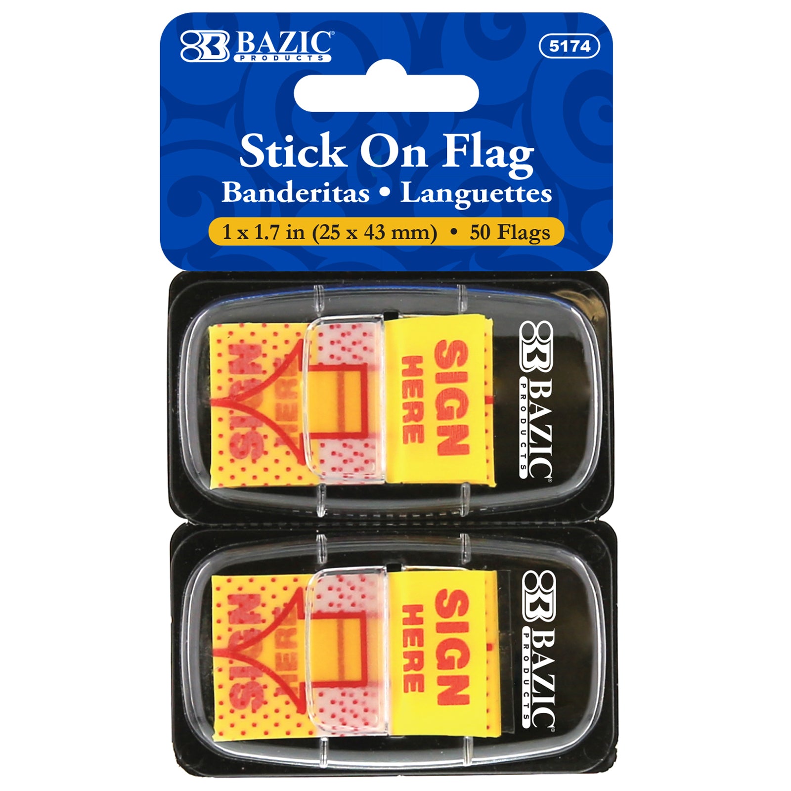 Yellow Color Printed Sign Here Flags with Dispenser, 25 ct.