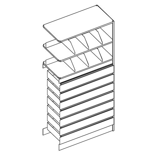 4-Post Typical #1, Adder, 36" x 76" x 18" with 7-6" drawers