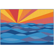 Sun Waves Cheerful Classroom Rug - 6ft x 9ft - Rectangle - Blue