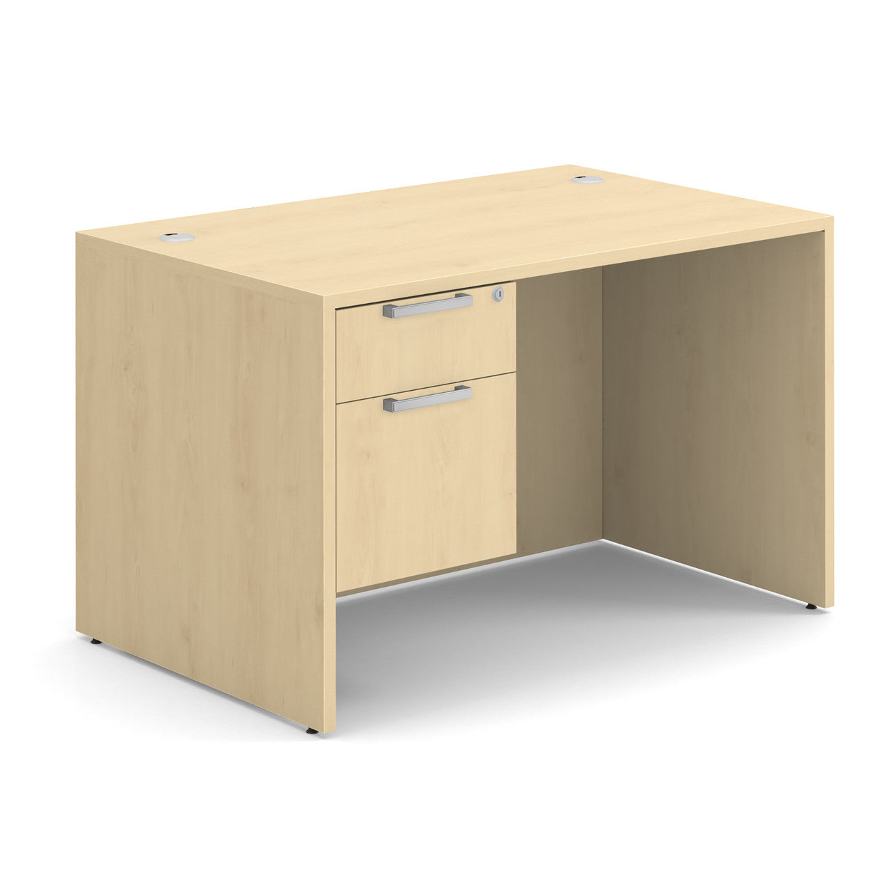 OfficeSource OS Laminate Collection Single 3/4 Pedestal Desk - 48" x 30" - Maple