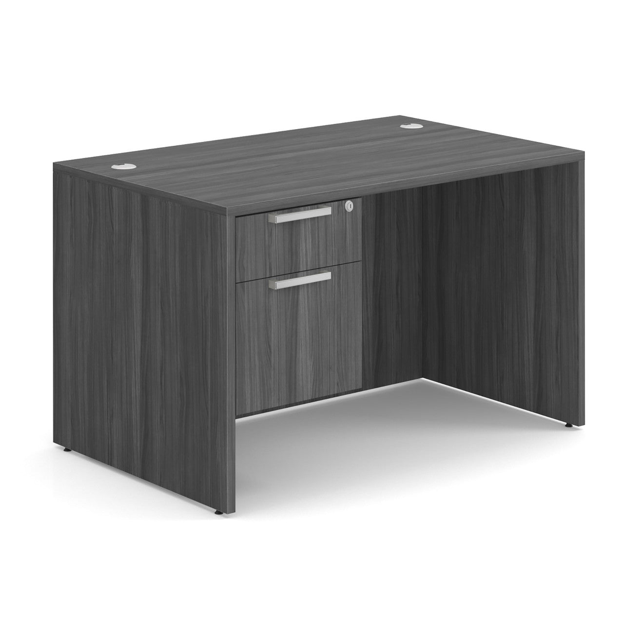 OfficeSource OS Laminate Collection Single 3/4 Pedestal Desk - 48" x 30" - Coastal Gray