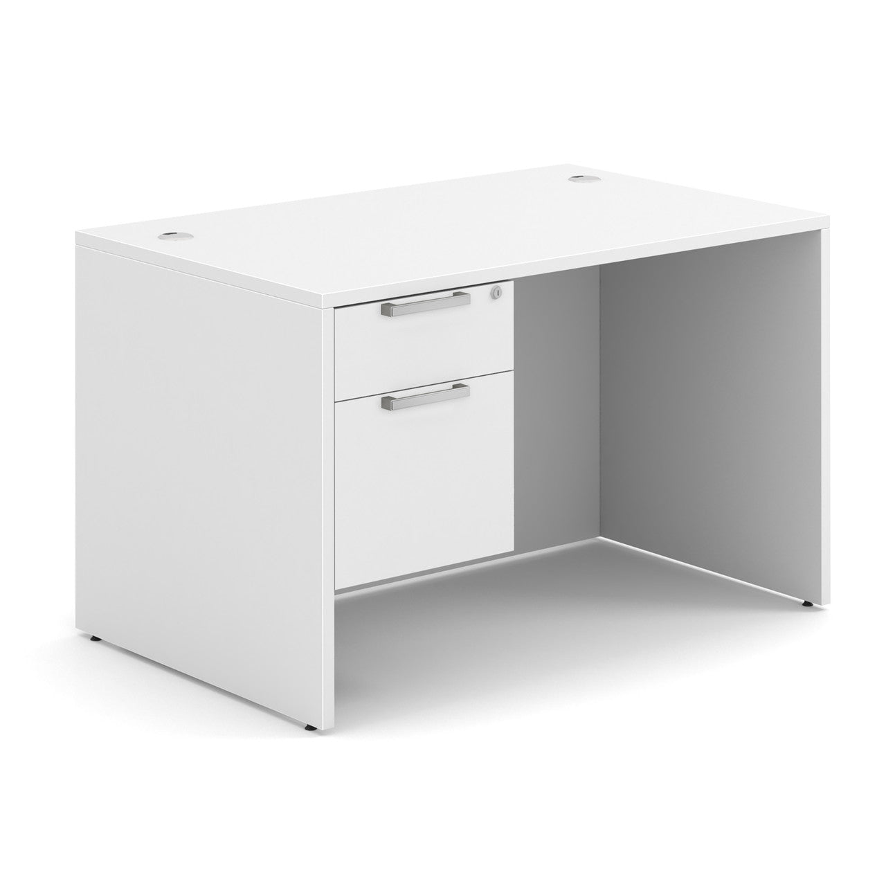 OfficeSource OS Laminate Collection Single 3/4 Pedestal Desk - 48" x 30" - White