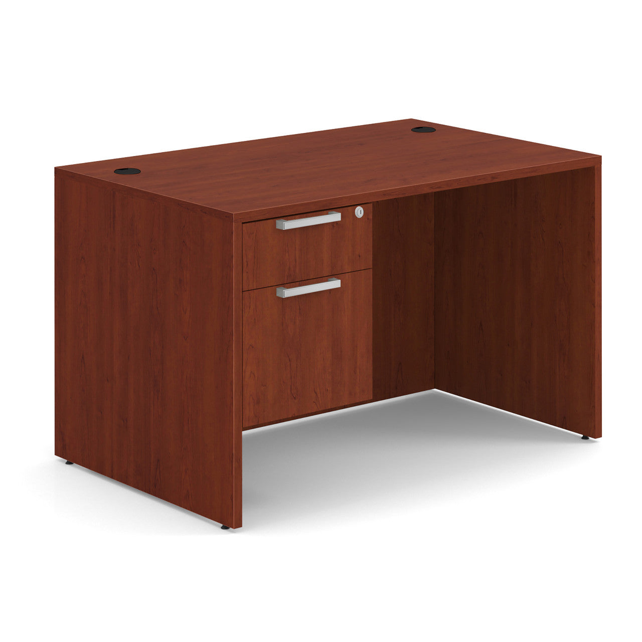 OfficeSource OS Laminate Collection Single 3/4 Pedestal Desk - 48" x 30" - Cherry