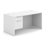 OfficeSource OS Laminate Collection Single 3/4 Pedestal Desk - 60" x 30" - White
