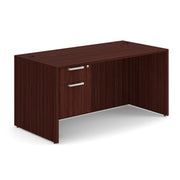 OfficeSource OS Laminate Collection Single 3/4 Pedestal Desk - 60" x 30" - Mahogany