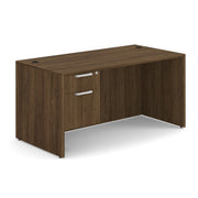 OfficeSource OS Laminate Collection Single 3/4 Pedestal Desk - 60" x 30" - Modern Walnut