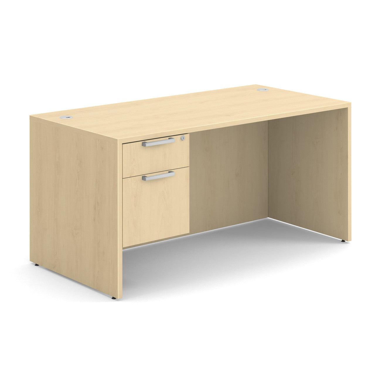 OfficeSource OS Laminate Collection Single 3/4 Pedestal Desk - 60" x 30" - Maple