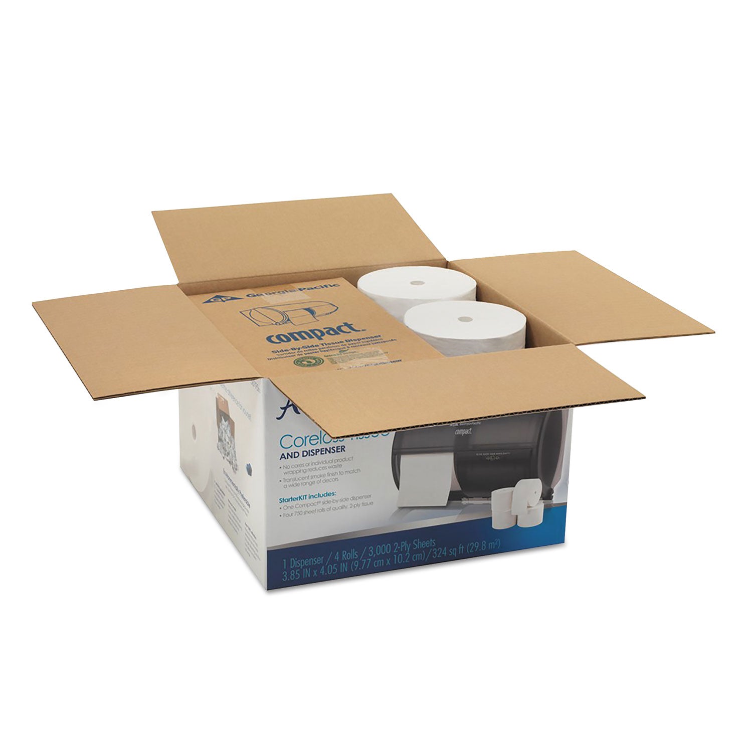 Compact Tissue Dispenser/Angel Soft ps Start Kit, 10.13 x 6.75 x 7.13, Translucent Smoke