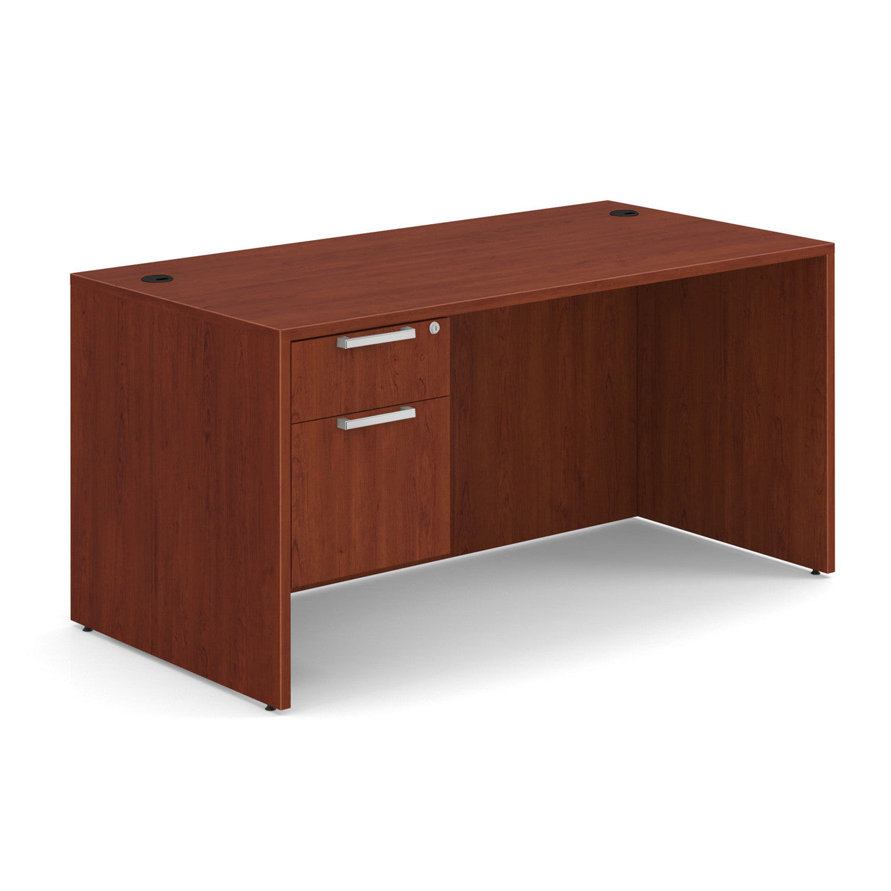 OfficeSource OS Laminate Collection Single 3/4 Pedestal Desk - 60" x 30" - Cherry
