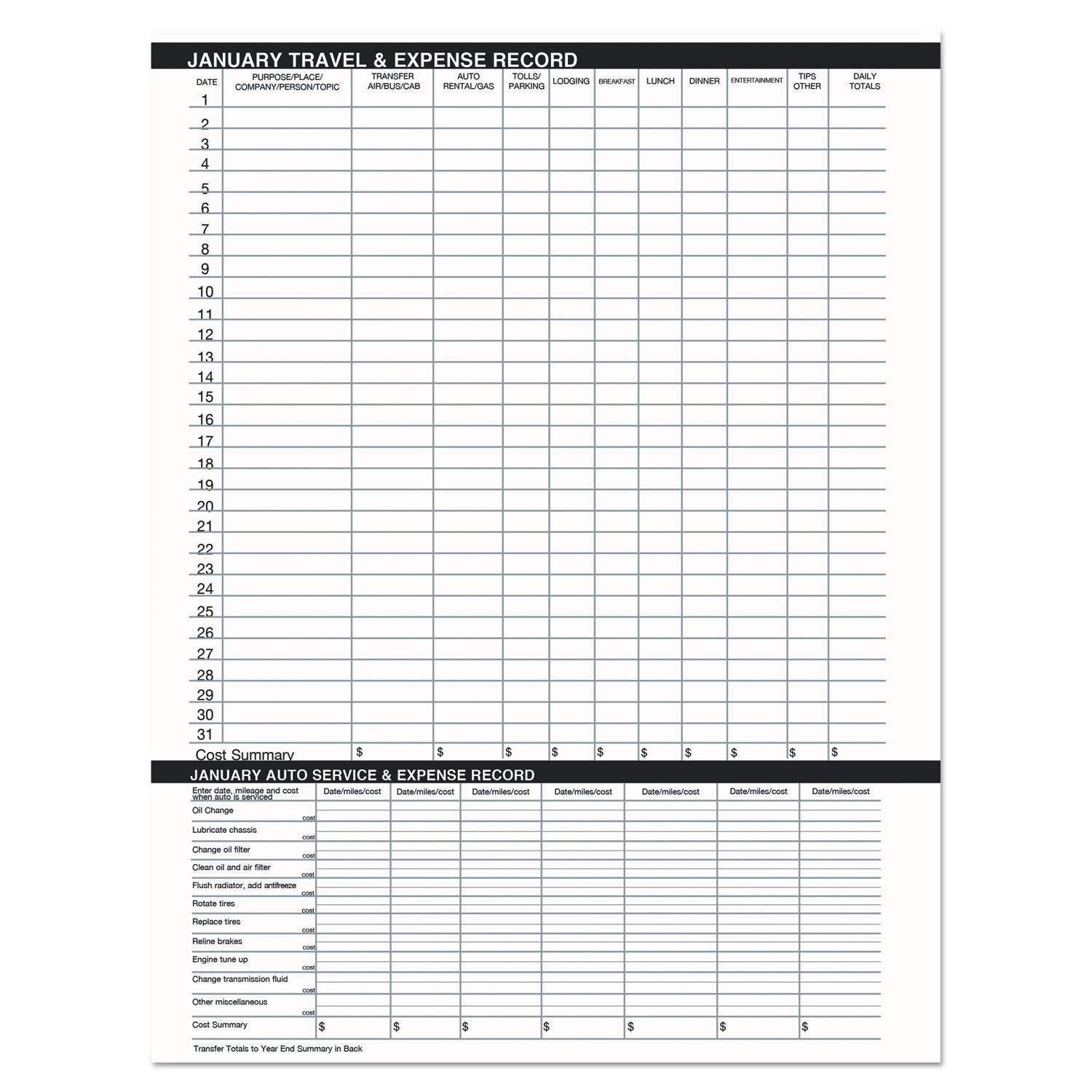 House of Doolittle Expense Log/Memo Page Monthly Planner