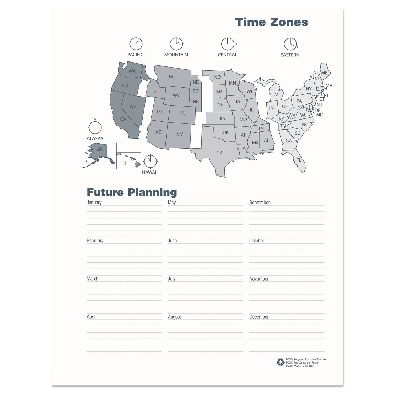 Julian Dates - Monthly - December 2025 to January 2027 - 1 Month Double Page Layout - 8 1/2" x 11" Sheet Size - 2.12" x 1.87" Block - Simulated Leather - Blue Cover - 1 Each