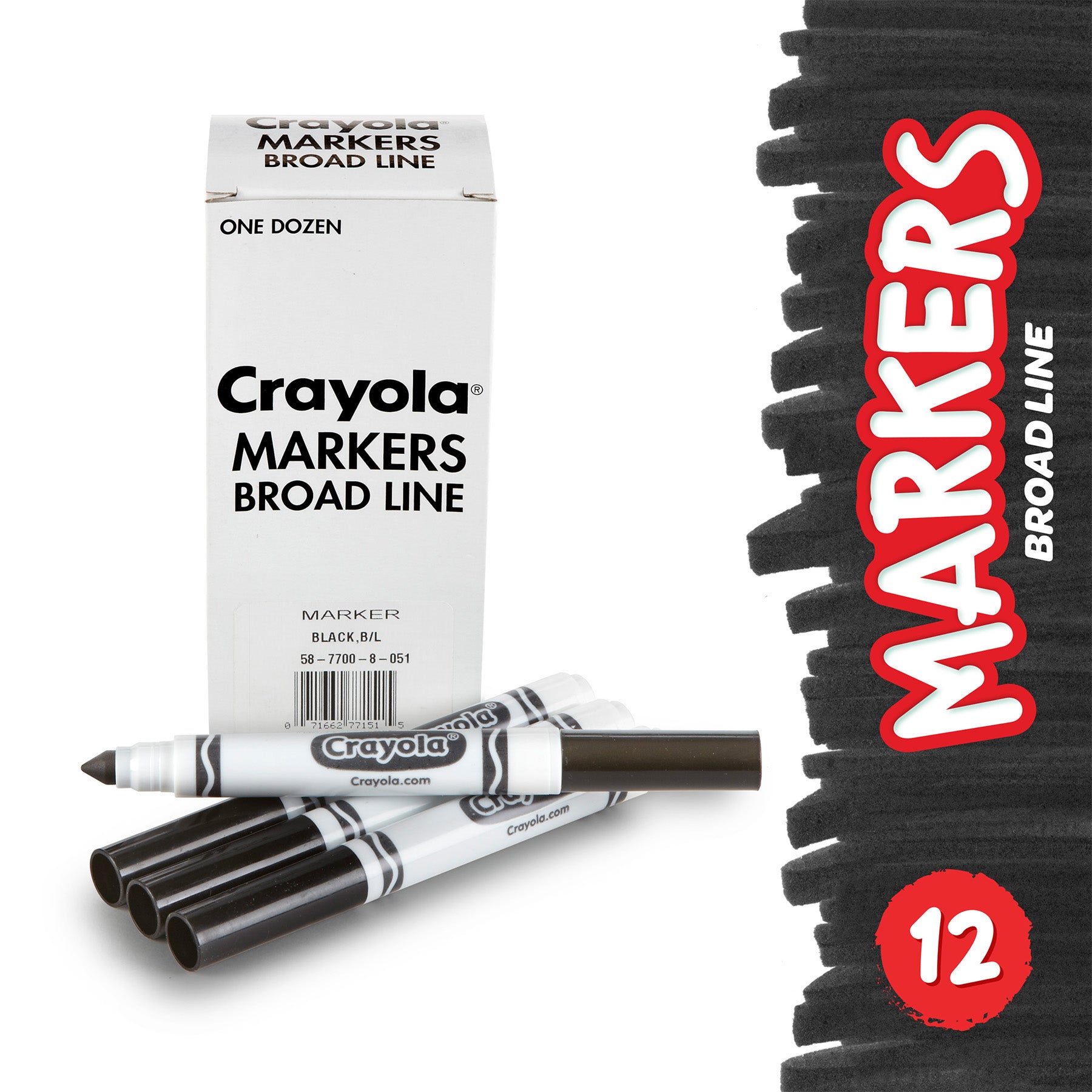 Bulk Markers, Conical Tip, Black, 12 Count