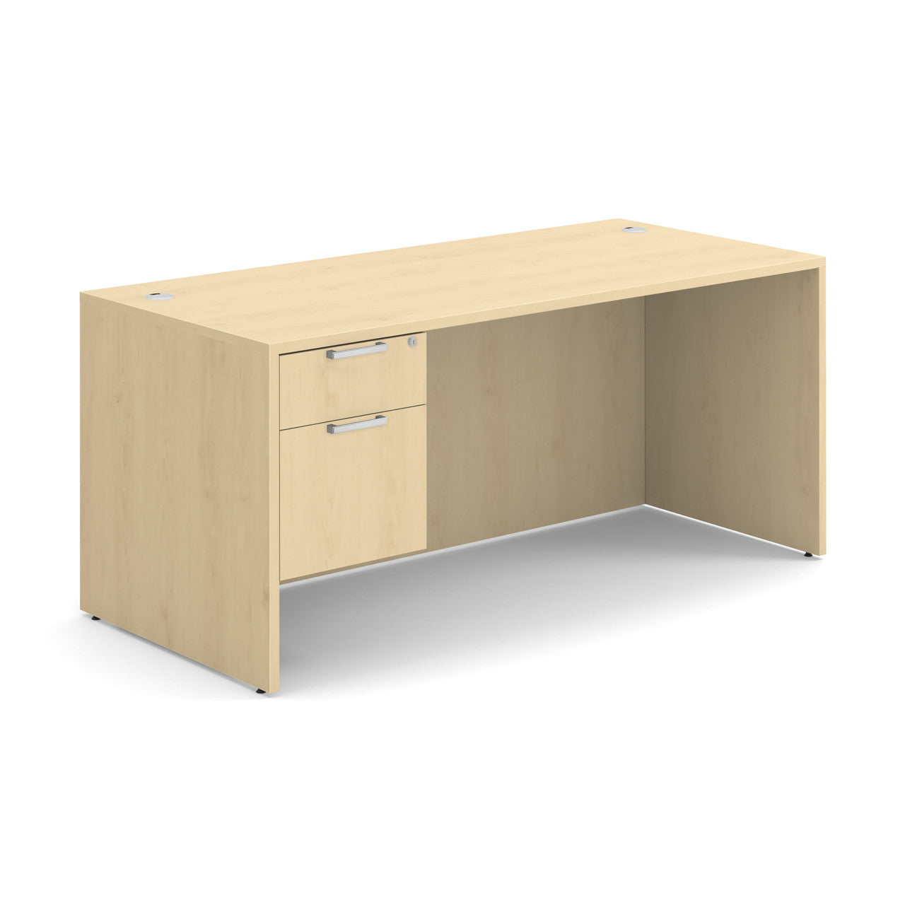 OfficeSource OS Laminate Collection Single 3/4 Pedestal Desk - 66" x 30" - Maple