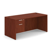 OfficeSource OS Laminate Collection Single 3/4 Pedestal Desk - 66" x 30" - Cherry