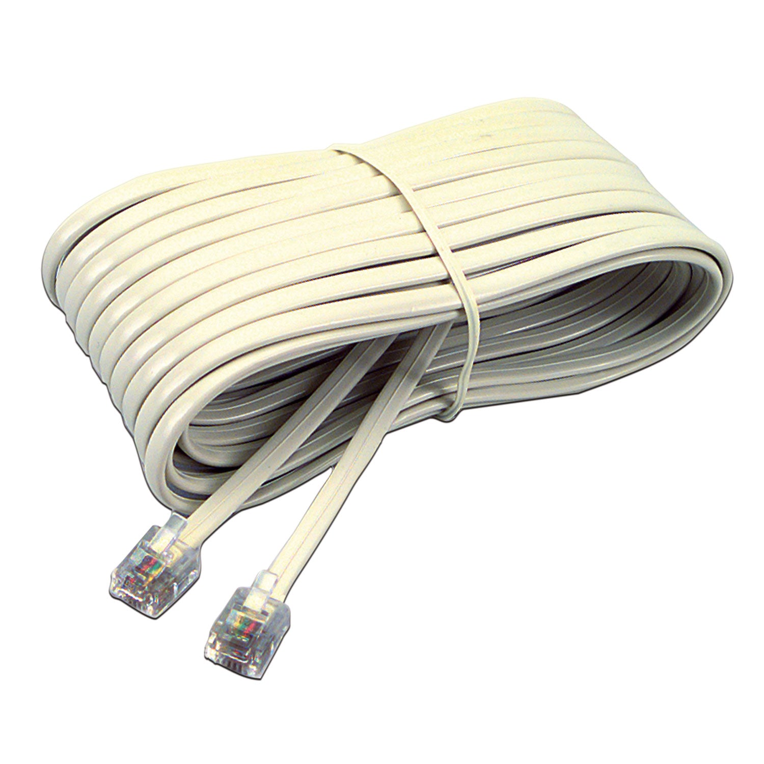 25 ft Phone Cable for Phone - First End: 1 x RJ-11 Phone - Male - Second End: 1 x RJ-11 Phone - Male - Extension Cable - Ivory - 1 Each