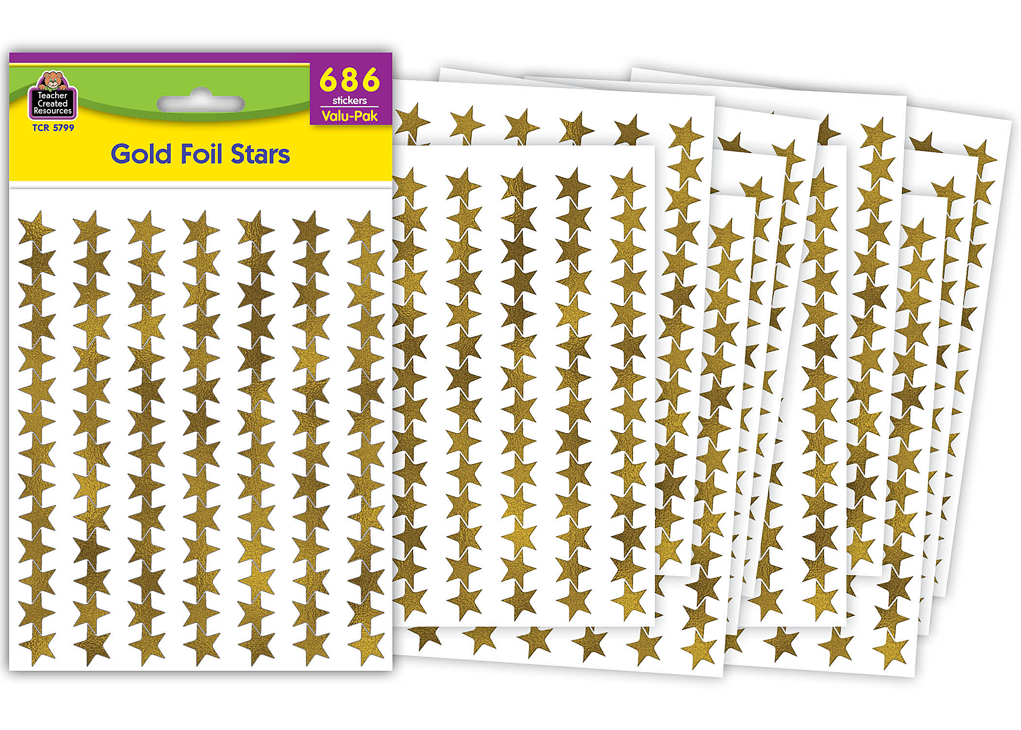 Gold Foil Stars Stickers Valu-Pak