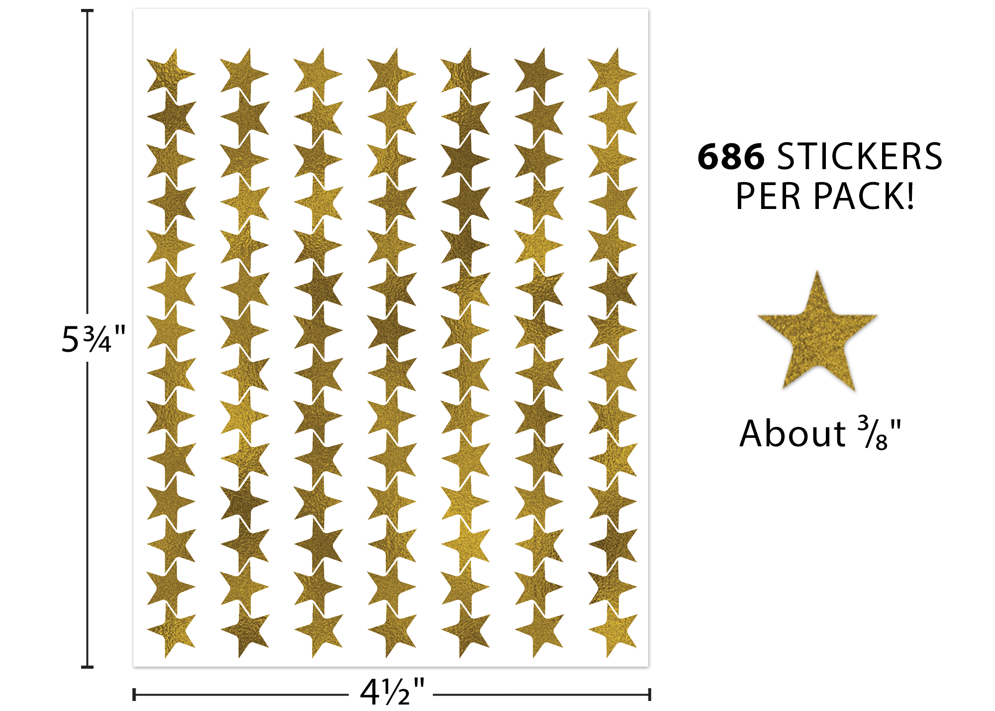 Gold Foil Stars Stickers Valu-Pak
