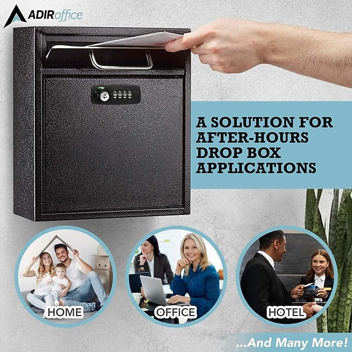 Medium Wall Mountable Mailbox with Key and Combination lock